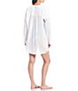 Color:White - Image 2 - Belizin Long Sleeve Plunge V-Neck Gauze Swim Cover-Up