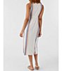 Color:Winter White - Image 2 - Flint Stripe Print V-Neck Front Slit Midi Dress