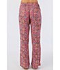 Color:Berry - Image 2 - Johnny Harmony Mid Rise Floral Print Pants