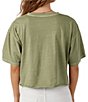 Color:Oil Green - Image 2 - Oversized Peace Flower Crop Graphic T-Shirt