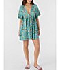 Color:Canton - Image 1 - Rosemary Marlow Floral Print Short Sleeve Tie Back Mini Dress