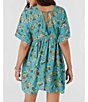 Color:Canton - Image 2 - Rosemary Marlow Floral Print Short Sleeve Tie Back Mini Dress
