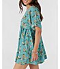 Color:Canton - Image 3 - Rosemary Marlow Floral Print Short Sleeve Tie Back Mini Dress