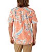 Color:Coral - Image 2 - Short Sleeve Tropical Oasis Eco Woven Shirt