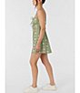 Color:Oil Green - Image 3 - Yazza Floral Print Tie Front Mini Dress