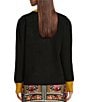 Color:Black/Gold - Image 2 - Ophelia Crew Neck Long Sleeve Color Blocked Sweater