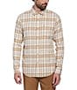Color:Oatmeal - Image 1 - Performance Stretch Flannel Plaid Long Sleeve Woven Shirt
