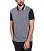 Color:Dark Sapphire - Image 1 - Stripe Jacquard Short Sleeve Polo Shirt