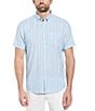 Color:Aquarius - Image 1 - Vertical Stripe Short Sleeve Woven Shirt
