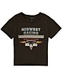 Color:Washed Black - Image 1 - Big Girls 7-16 Short Sleeve Midwest Racing T-Shirt