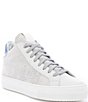 Color:Glim - Image 1 - Thea Glim Suede Mid Top Lace-Up Sneakers