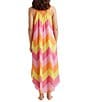 Color:Rose Pink - Image 2 - Ava Chevron Woven Sleeveless Button-Front Pocketed Nightgown