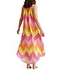 Color:Rose Pink - Image 4 - Ava Chevron Woven Sleeveless Button-Front Pocketed Nightgown