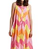 Color:Rose Pink - Image 5 - Ava Chevron Woven Sleeveless Button-Front Pocketed Nightgown