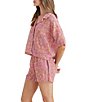 Color:French Rose - Image 5 - Ines Woven Allover Printed Short Sleeve Notch Collar Short Pajama Set