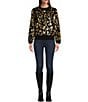 Color:Multi - Image 3 - Knitted Sequence Animal Print Sequin Crew Neck Long Sleeve Sweater
