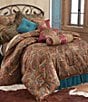 Color:Teal - Image 1 - Paseo Road by HiEnd Accents San Angelo Paisley & Ruffled Teal Suede Comforter set