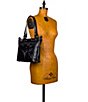 Color:Black - Image 5 - Arden Floral Embossed Leather Tote Bag