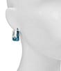 Color:Silver Ox - Image 2 - Blue Small Rectangle Hoop Earrings