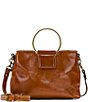 Color:Tan - Image 1 - Empoli Ring Handle Leather Satchel Bag