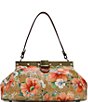 Color:Apricot Blossoms - Image 1 - Ferrara Frame Floral Leather Shoulder Bag