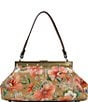 Color:Apricot Blossoms - Image 2 - Ferrara Frame Floral Leather Shoulder Bag