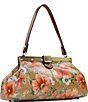 Color:Apricot Blossoms - Image 4 - Ferrara Frame Floral Leather Shoulder Bag