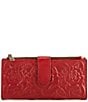 Color:Ruby Red - Image 1 - Rose Tooling Collection Nazari Floral Leather Wallet