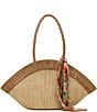Color:Natural - Image 1 - Trope Dome Straw Tote Handbag with Scarf
