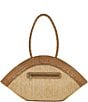 Color:Natural - Image 2 - Trope Dome Straw Tote Handbag with Scarf