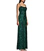 Color:Hunter - Image 3 - Pattern Sequin Lace Front Slit Long Dress