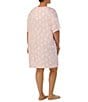Color:Pink Print - Image 2 - Plus Size Jersey Knit Short Sleeve Round Neck Pink Snoopy Print Nightshirt
