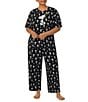 Color:Black Print - Image 4 - Plus Size Short Sleeve Round Neck Coordinating Snoopy Print Knit Jersey Sleep Shirt