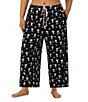 Color:Black Print - Image 1 - Plus Size Snoopy Knit Jersey Coordinating Sleep Pants