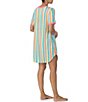 Color:Stripes - Image 2 - Short Sleeve Round Neck Striped Knit Sleepshirt