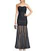 Color:Charcoal - Image 1 - Strapless Glitter Ruched Mermaid Dress