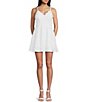 Color:Off-White - Image 1 - V-Neck Fit & Flare Lace Dress