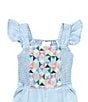 Color:Light Denim - Image 3 - Little/Big Girls 2T-10 Flutter Sleeve Embroidered Jumpsuit