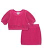 Color:Hot Pink - Image 1 - Little/Big Girls 2T-10 Short Sleeve Sweater & Matching Skirt Set