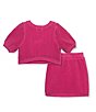 Color:Hot Pink - Image 2 - Little/Big Girls 2T-10 Short Sleeve Sweater & Matching Skirt Set