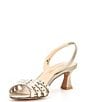 Color:Platinum Gold - Image 4 - Felice Shimmer Suede Rhinestone Embellished Slingback Dress Sandals