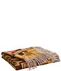 Color:Bronze - Image 2 - Harding Star Fringed Jacquard Wool Throw Blanket