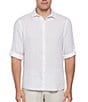 Color:Bright White - Image 1 - Linen Long Roll-Sleeve Woven Shirt
