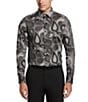Color:Black - Image 1 - Performance Stretch Large Paisley Long Sleeve Woven Shirt