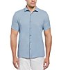 Color:Mountain Spring - Image 1 - Solid Seersucker Short Sleeve Woven Shirt