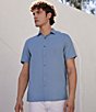 Color:Mountain Spring - Image 3 - Solid Seersucker Short Sleeve Woven Shirt