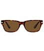 Color:Havana - Image 2 - Men's PO3288S Havana 55mm Rectangle Polarized Sunglasses