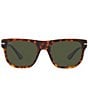 Color:Havana - Image 2 - Unisex PO3306S Havana 55mm Rectangle Sunglasses