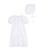 Color:White - Image 1 - Baby Girls Newborn-9 Months Smocked Gown & Bonnet Set