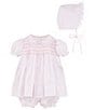 Color:Pink - Image 1 - Baby Girls Preemie-Newborn Smocked Dress & Bonnet